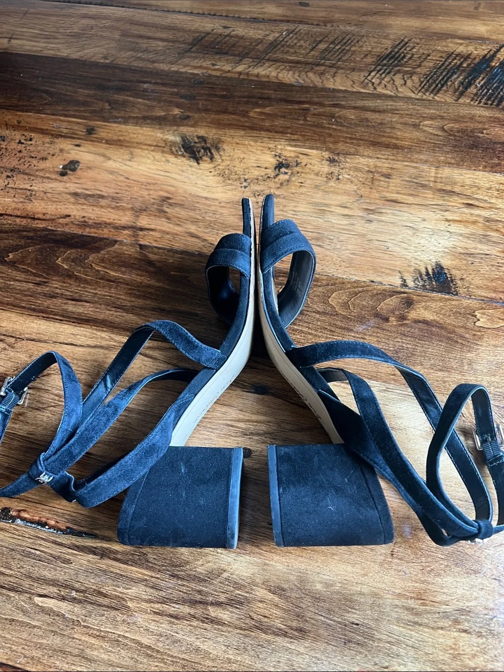Sam Edelman Women’s 8.5 Black Suede Sammy Strappy Sandal Block Heel